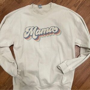 Gildan Cream Retro/ Vintage inspired “Mama” Graphic Sweatshirt